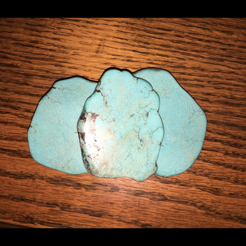 Turquoise slab belt buckle.